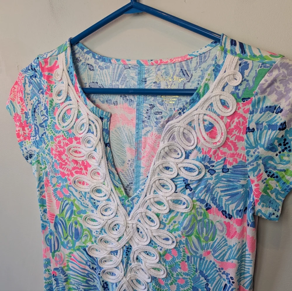 LILLY PULITZER Mini Dress Women Size XS  100% Pima Cotton Made In Peru V Neck - Picture 5 of 10
